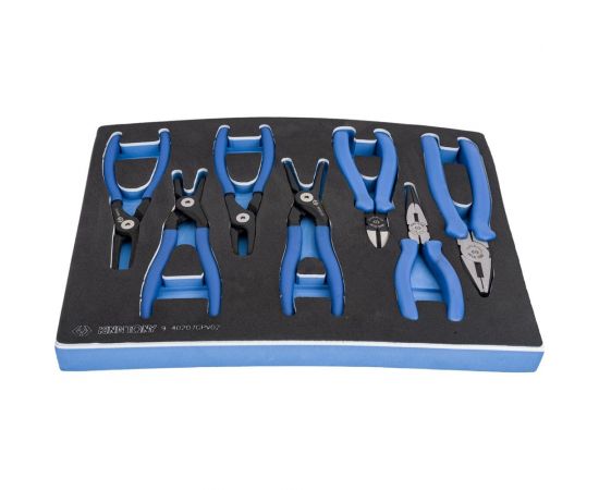 Набор съемников стопорных колец, пассатижей и бокорезов KING TONY ложемент, 7 предметов 9-40207GPV2 – изображение 3