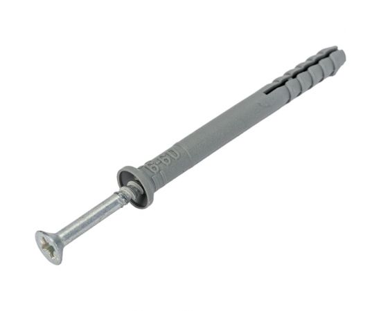 Дюбель-гвоздь Tech-Krep 6x60 мм, потайная манжета, полипропилен, 100 шт. 154266 – изображение 3