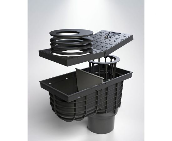 Дождеприёмник-трап со сливом из крыши MCH Chudej с нижним сливом, D110, стандарт, черный 325 E – изображение 5