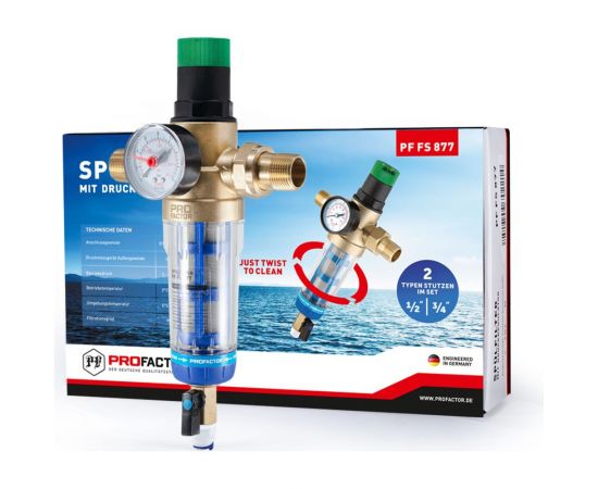 Фильтр с системой очистки и регулятором давления PROFACTOR 1/2"-3/4" PF FS 877 – изображение 5