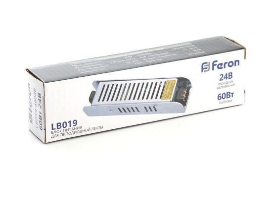 Электронный трансформатор для светодиодной ленты FERON 60W 24V (драйвер), LB019, 48046 – изображение 5