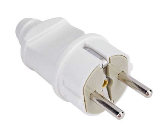 Вилка TDM прямая, с заземлением, белая, 16А, 250В, серии ""Народная"" SQ1806-0403 – изображение 6