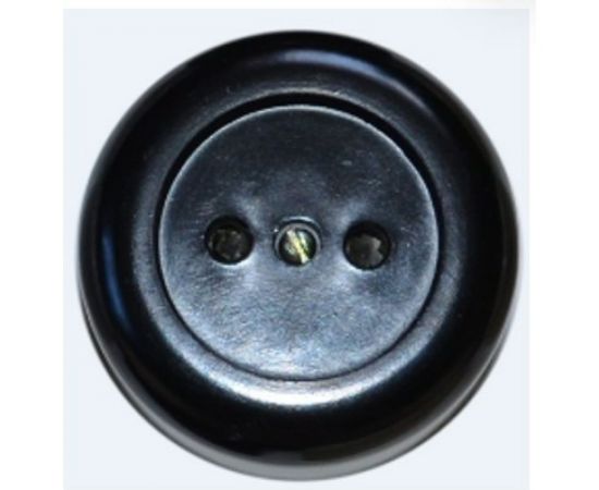 Круглая розетка ООО Ливны-Электро РА 10-007 черная РАф 712 