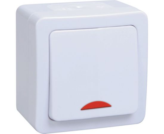 Одноклавишный выключатель IEK ВС20-1-1-ГПБ, с индикацией, для открытой установки, IP54, цвет клавиш белый, ГЕРМЕС PLUS EVMP11-K01-10-54-EC 