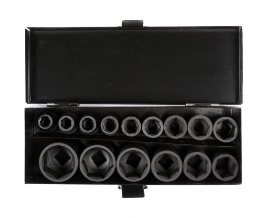 Набор головок ударных 15 шт, 10-32 мм, 38 мм, 1/2"", металлический кейс Airline ATAS041 