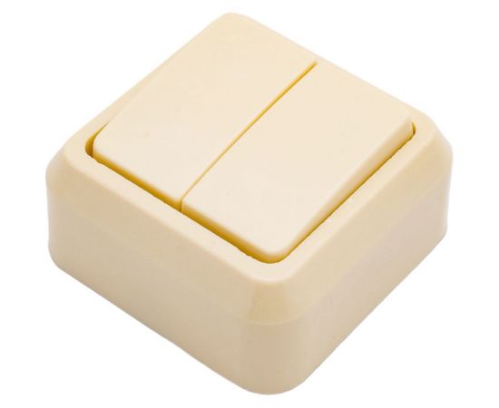 Двухклавишный выключатель ООО Ливны-Электро открытой установки А2-004 УХЛ 4 слоновая кость ВОП 17 