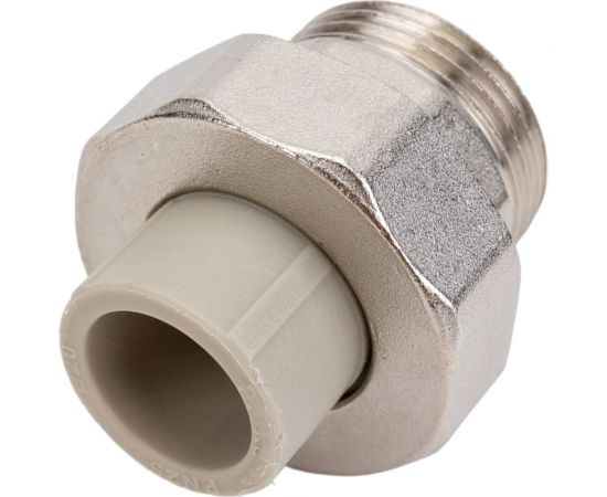 Муфта комбинированная разъемная с наружной резьбой VALFEX PP-R серая, 20 мм х1"" 10156125Г 127-0343 – изображение 2