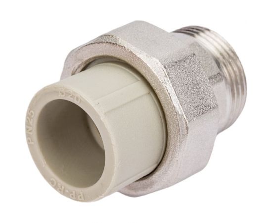Муфта комбинированная разъемная с наружной резьбой VALFEX PP-R серая, 20 мм х3/4"" 10156120Г 127-0342 – изображение 2