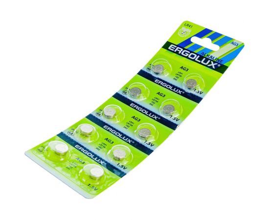 Батарейки для часов Ergolux AG 3 BL-10 AG3-BP10 LR41/LR736/192/392 14314 – изображение 2
