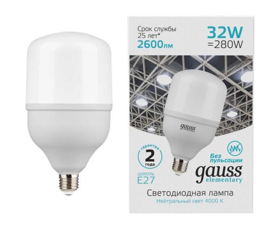Лампа Gauss Elementary LED T100 E27 32W 2700lm 180-240V 6500K 63233 – изображение 3