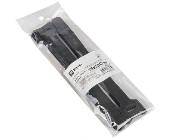 Хомут-липучка EKF 15х210 мм, черный, 20 шт., PROxima hlct-2-b – изображение 3