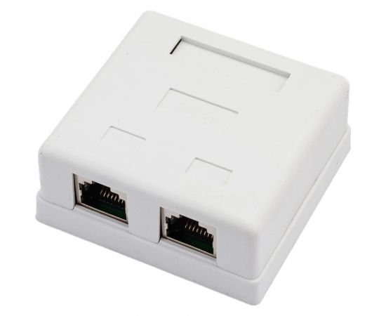 Настенная розетка TWT 2 порта RJ-45, категория 5е, экранированная, белая, SM2-4545/S-WH – изображение 3