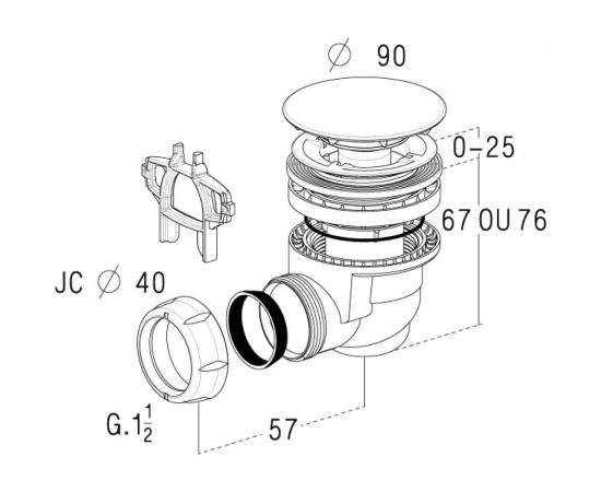 Сифон для душевого поддона Nicoll под отверстие D60, слив D40 584-0205301 – изображение 4