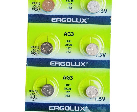 Батарейки для часов Ergolux AG 3 BL-10 AG3-BP10 LR41/LR736/192/392 14314 – изображение 4