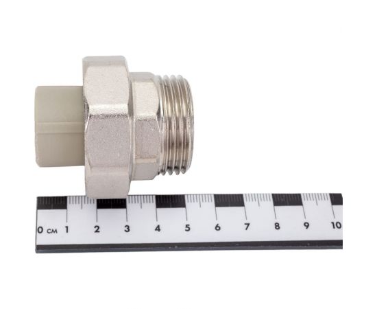 Муфта комбинированная разъемная с наружной резьбой VALFEX PP-R серая, 20 мм х1"" 10156125Г 127-0343 – изображение 4