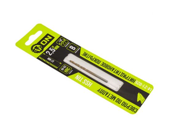 Сверло по металлу HSS TIN 2.5x57 мм, нитридтитановое покрытие On 14-21-025 – изображение 4