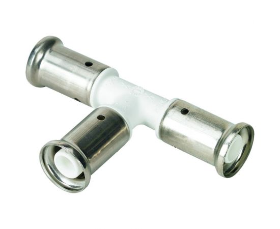 Равнопроходный тройник Henco ПВДФ пресс белый, 20x20x20 HE 9PKW-202020 