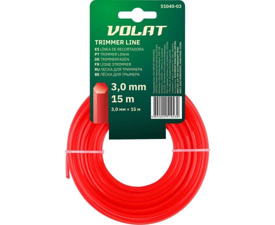 Леска 3 мм, 15 м, шестигранное сечение ВОЛАТ 51040-03 