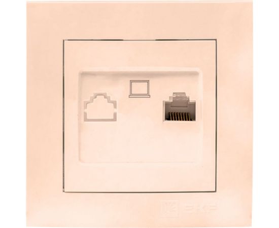 1-местная компьютерная розетка EKF Валенсия, RJ-45 кремовая PROxima EWK01-035-20 