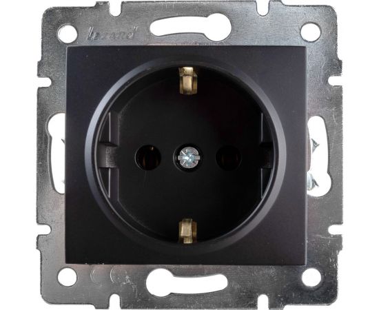 Розетка Lezard KARINA, с заземлением, керамика, чёрный бархат 707-4288-122 