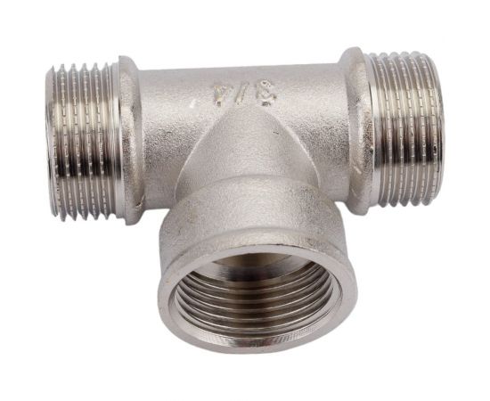 Тройник STI латунный Ду20 (3/4") Н-В-Н никелированный D190-00076 