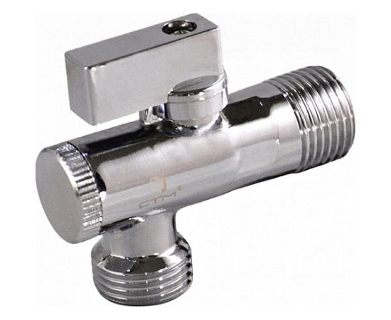 Шаровой угловой кран для бытовых приборов СТМ СТАНДАРТ 1/2х1/2"", ш/ш, с фильтром, с отражателем бабочка, хром CAFR1212 