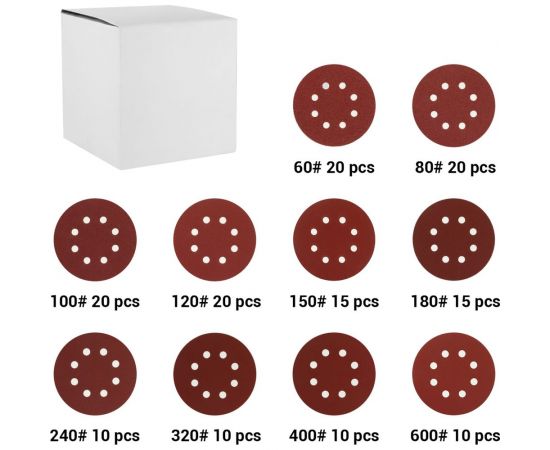 Набор шлифовальных кругов SD150 125 мм, 150 шт DEKO 065-0671 – изображение 2