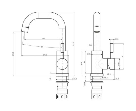 Смеситель для кухни/раковины OLIVES Balear нержавеющая сталь 13105BLB – изображение 2