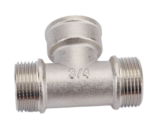 Тройник STI латунный Ду20 (3/4") Н-В-Н никелированный D190-00076 – изображение 2