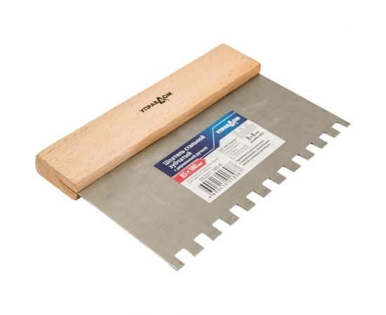 Стальной шпатель Управдом зубчатый, с деревянной ручкой, ширина 180 мм 4100002449 – изображение 2