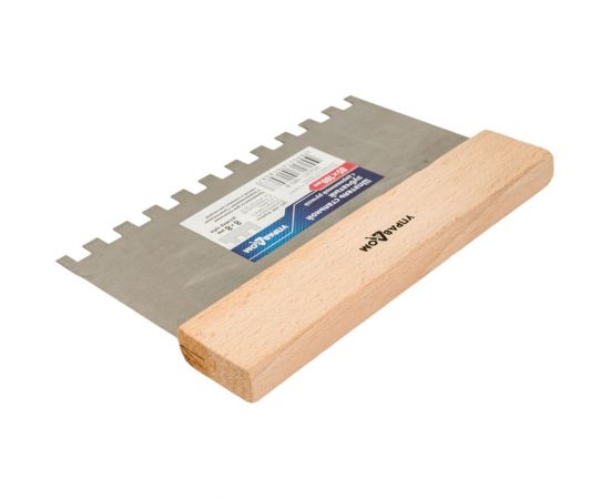 Стальной шпатель Управдом зубчатый, с деревянной ручкой, ширина 180 мм 4100002449 – изображение 3