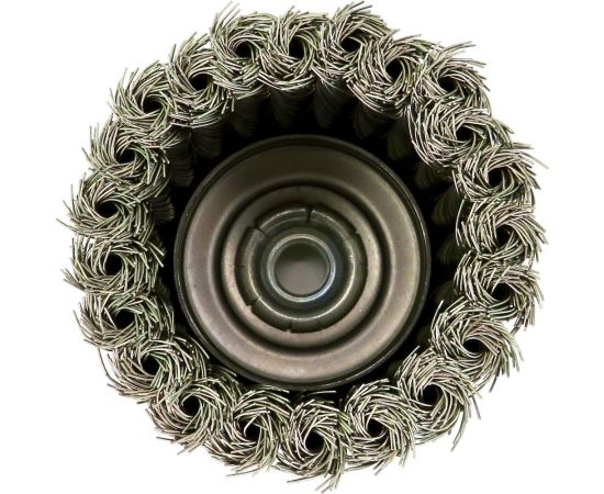 Щетка чашечная жгутовая с кольцом для УШМ 85 мм, M14, проволока нерж. сталь 0.50 мм SIT 2333 – изображение 3