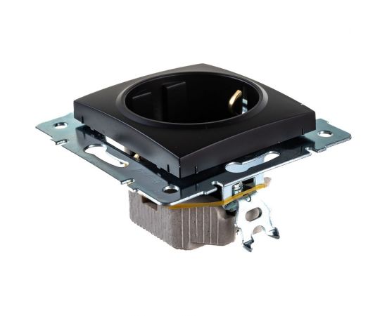 Розетка Lezard KARINA, с заземлением, керамика, чёрный бархат 707-4288-122 – изображение 3