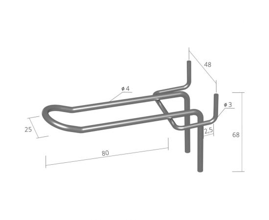 Крючок ПК МАГС на перфопанель, L-100, язычковый, шаг 48, 4 шт/упак СКЛ03-00043 – изображение 3
