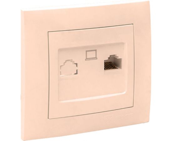 1-местная компьютерная розетка EKF Валенсия, RJ-45 кремовая PROxima EWK01-035-20 – изображение 4