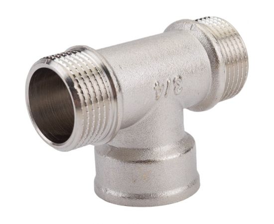 Тройник STI латунный Ду20 (3/4") Н-В-Н никелированный D190-00076 – изображение 4