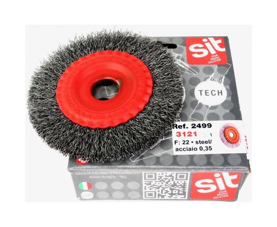 Щетка дисковая 125x8х22.2 мм, гофрированная сталь 0.35 мм для УШМ SIT 2499 – изображение 5
