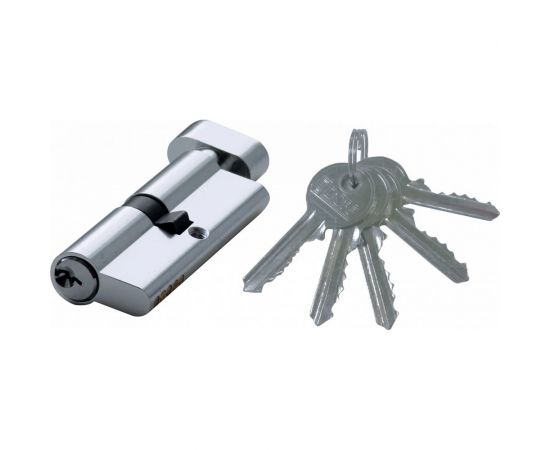 Цилиндр замка DORF ключ/барашек, английский, 5 ключей, никель, 45х45 00-00005108 