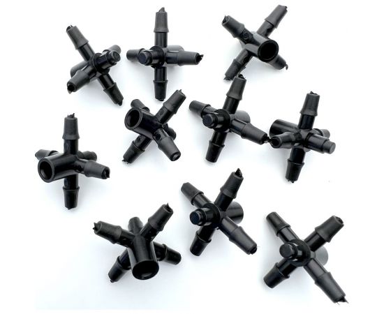 Разветвитель крестовой на 4 выхода для микротрубки 3-4мм Профитт 10 шт. 1892082 