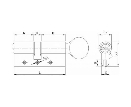 Цилиндровый механизм с вертушкой KALE KILIT 164 DBM-E/80 (35+10+35) мм, никель, 5 кл. 26559 – изображение 2