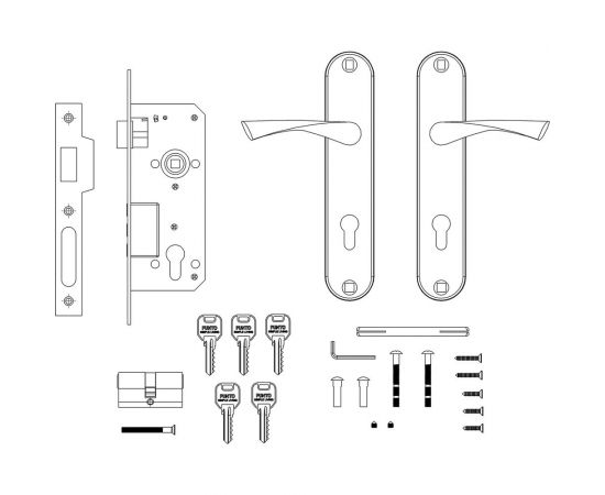 Врезной цилиндровый замок PUNTO KIT P90 4585/3 CRONA SN матовый никель 41709 – изображение 2