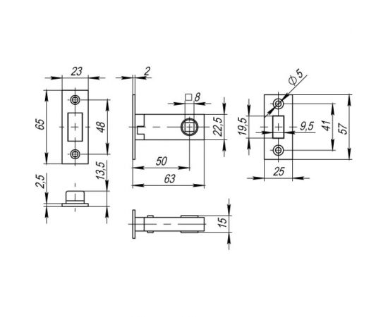 Врезная защелка Fuaro MAGNET M12-50-25 GR графит 37507 – изображение 2
