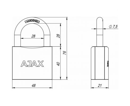 Навесной замок AJAX PD-01-50 англ. 3 кл., коробка 42237 – изображение 3