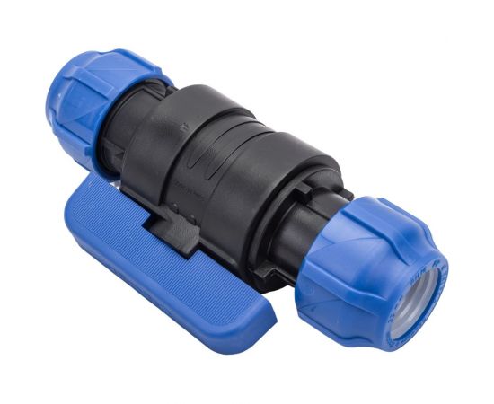 Шаровой кран VALFEX ПНД компрессионный цанга - цанга разборный 32x32121001233232 – изображение 3