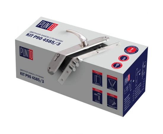 Врезной цилиндровый замок PUNTO KIT P90 4585/3 CRONA SN матовый никель 41709 – изображение 4