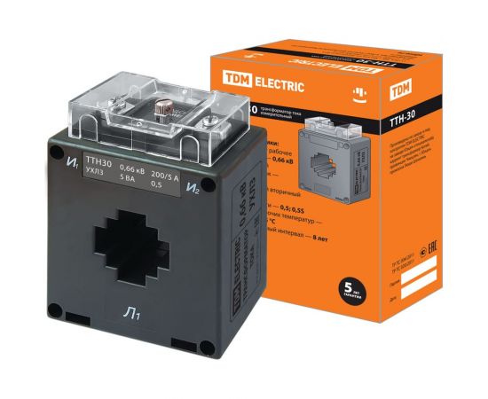 Трансформатор тока TDM ТТН 30/200/5- 5VA/0,5-Р SQ1101-1080 