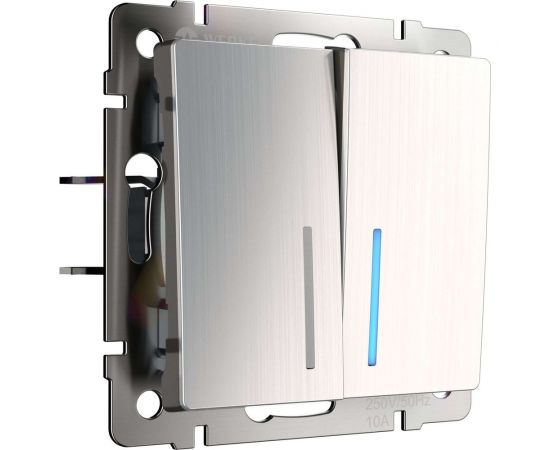 Двухклавишный выключатель WERKEL W1120102 с подсветкой глянцевый никель a051094 
