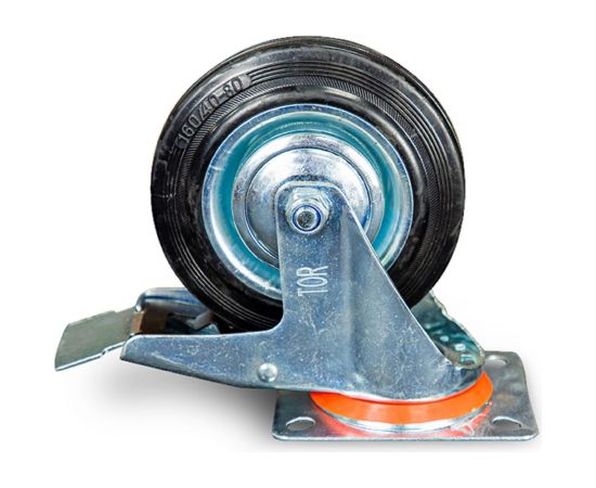 Колесо поворотное резина SCb 63 160 мм с тормозом (N) TOR 1024201 