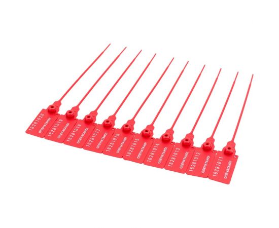 Пластиковая номерная пломба Пломба.Ру D 2,3 мм, L 140 мм, Цвет Красный 50 шт. КПП-3-1601СТ 