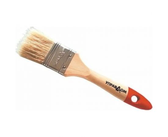 Плоская кисть Управдом 50 мм, светлая натуральная щетина, деревянная лакированная ручка 4100000579 